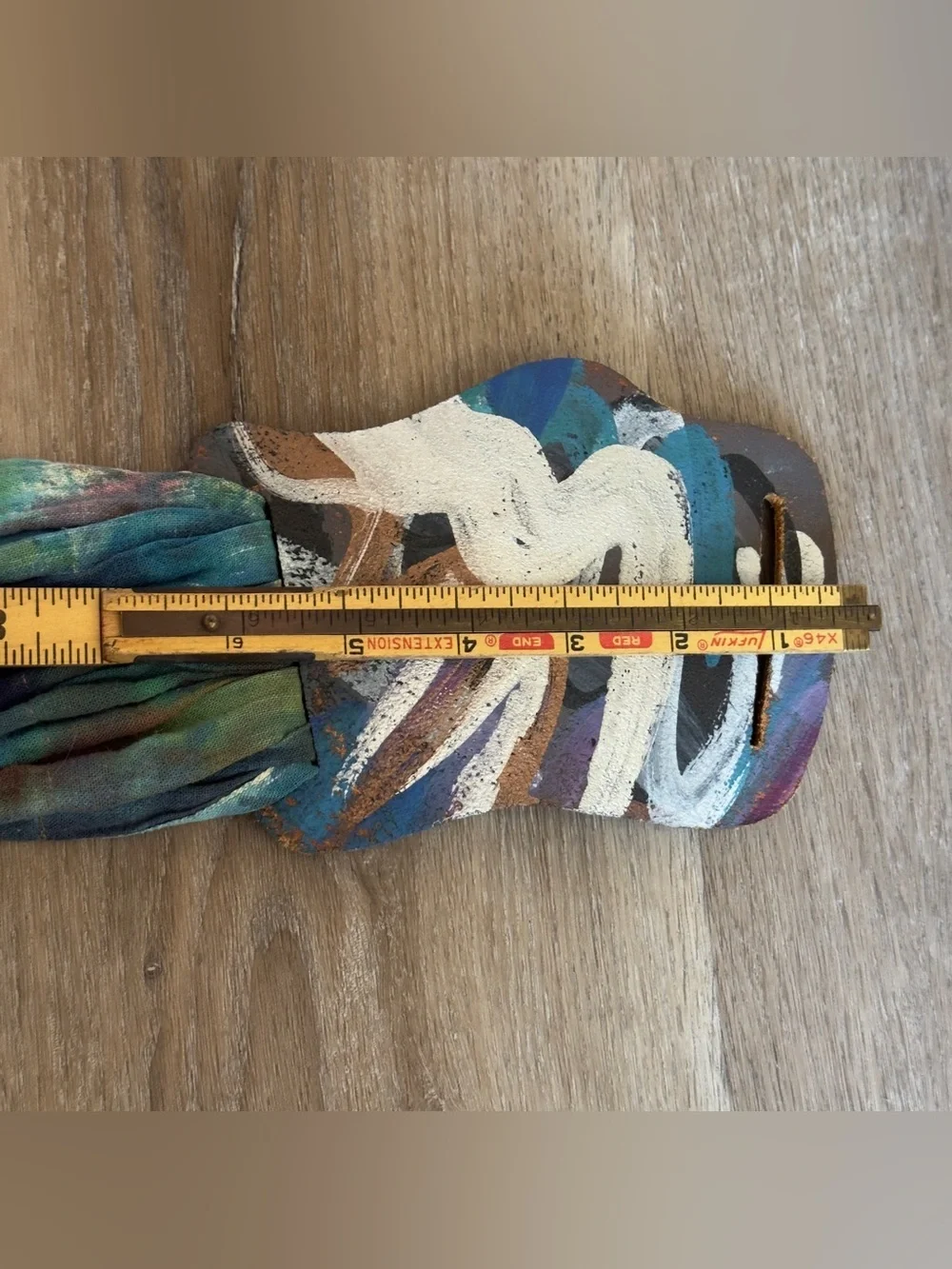 Jane Yoo Leather & Tie Dye Sash Belt Signed Hand Painted Art OSFM Vintage 1990s